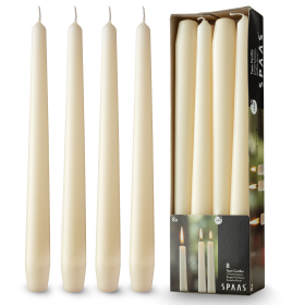 Rambue 10" Ivory Taper Candles, 8 Pack Unscented Ivory Candlesticks for Weddings and Home Decor, 8h Burn Time