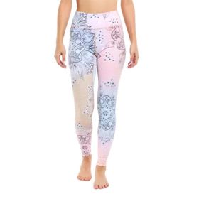 Floral Printed Set Yoga Pants Pilates Training Wear (Colour: Pink, size: XXL)